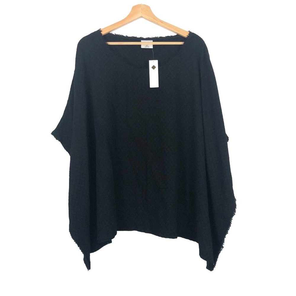 Landry NWT Black 100% Cotton Poncho Shrug Wrap Cover OS